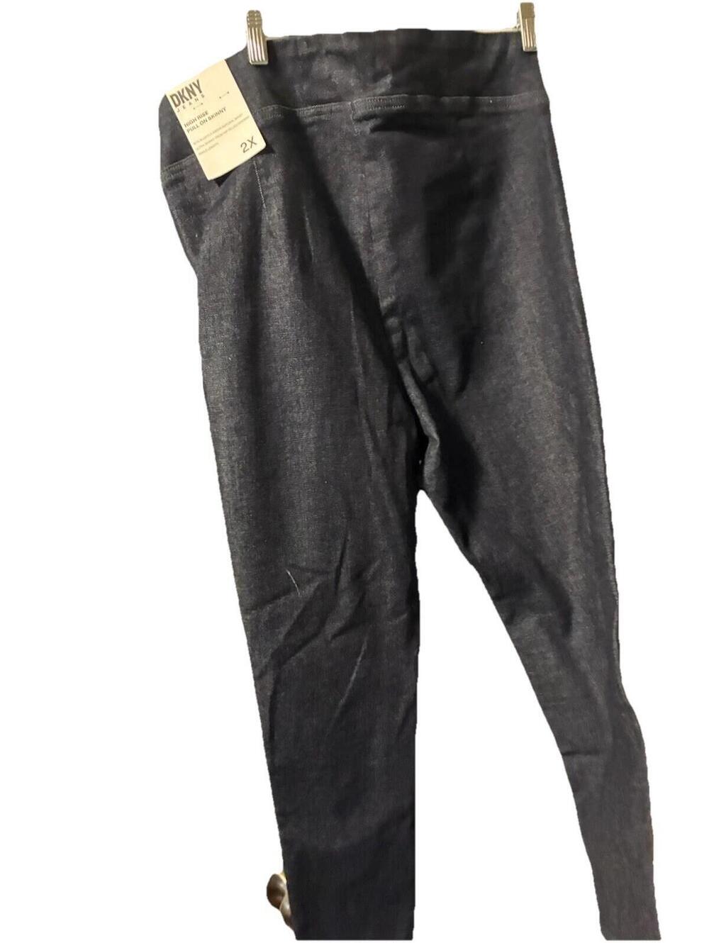 NWT DKNY Jeans Plus Size 2X High Rise Pull On Skinny Dark Wash Ankle Denim Pants